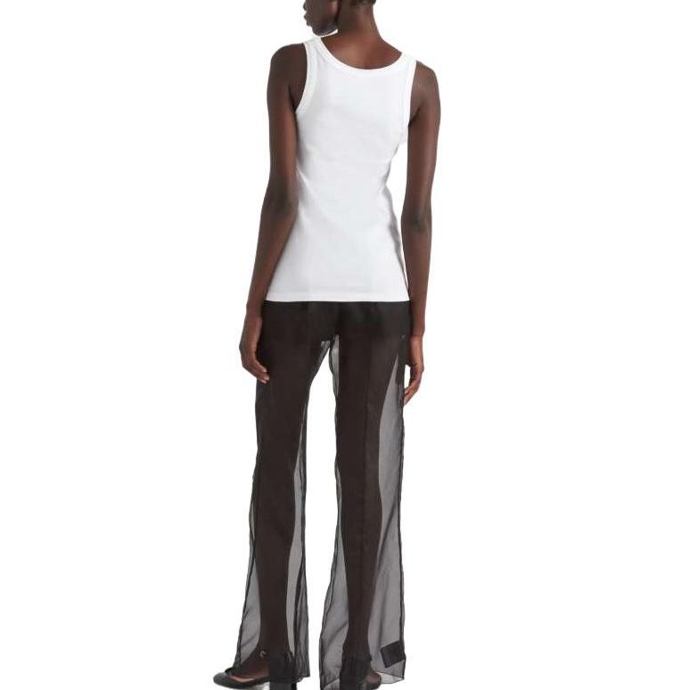 Shop (Women) PRADA  White Sequin Logo Tank Top. 39546R-13X6-F0009-S-OOO