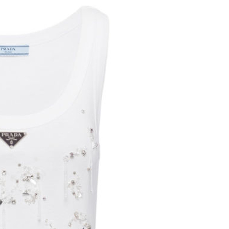 Details for (Women) PRADA  White Sequin Logo Tank Top. 39546R-13X6-F0009-S-OOO