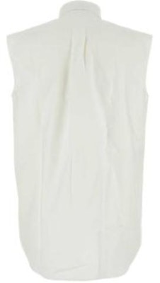 (W) PRADA 白色無袖襯衫,印有標誌圖案及尖領設計。 P402HR-14JW-F0009 Lookbook (W) PRADA 白色無袖襯衫,印有標誌圖案及尖領設計。 P402HR-14JW-F0009