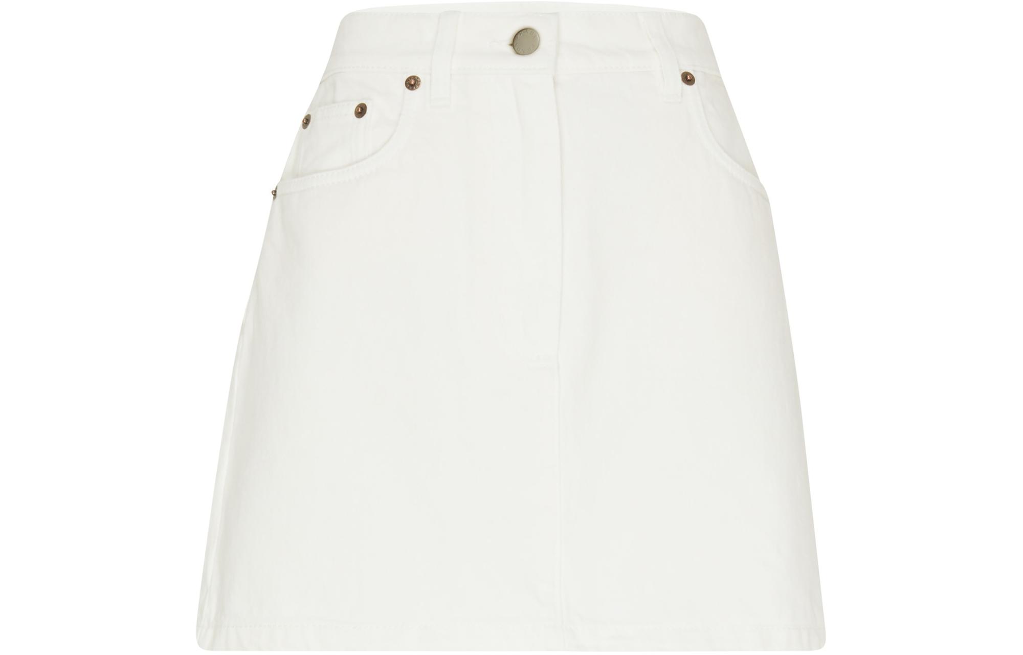 (Women) PRADA  White Solid Color Casual Short Skirt with Zipper. GFD177-14LW-SOOOF-0-1CD