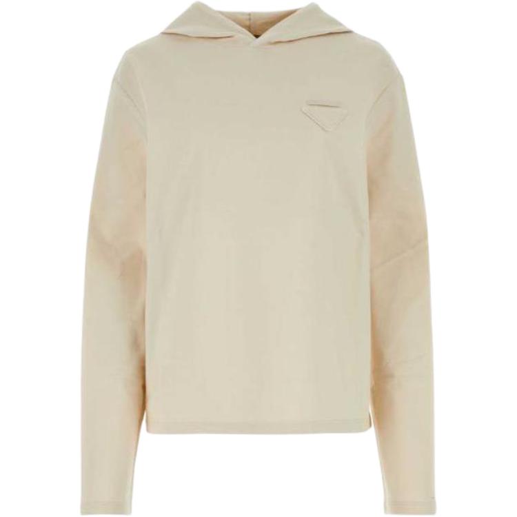 (Women) PRADA  White Solid Color Hooded Badge Knit Sweater. 134691SOOO14LY-F0018