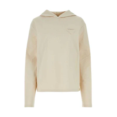 (Women) PRADA White Solid Color Hooded Badge Knit Sweater. 134691SOOO14LY-F0018