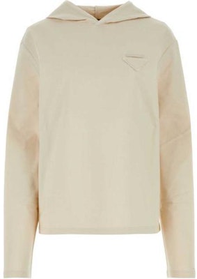 (W) PRADA 白色纯色连帽徽章针织毛衣 134691SOOO14LY-F0018 Order (W) PRADA 白色纯色连帽徽章针织毛衣 134691SOOO14LY-F0018