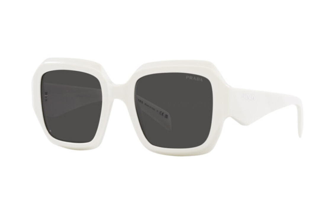 (Women) PRADA  White Square Sunglasses with Side Logo Design. PR28ZS17K08Z