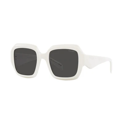 (Women) PRADA White Square Sunglasses with Side Logo Design. PR28ZS17K08Z