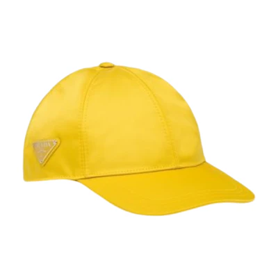 (Women) PRADA Yellow Baseball Cap with Triangle Metal Logo 1HC2742DMIF0010