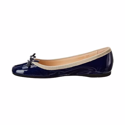 (W) Prada Ballet Flats 'Metal Logo Patent Leather Blue'