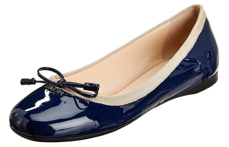 (W) Prada Ballet Flats 'Metal Logo Patent Leather Blue' 圖 2