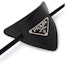 Lookbook (Women) PRADA Black Leather Hair Clip with Enamel Metal Triangle Logo 1IF004-8NQ-F0002