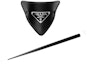 Sizing (Women) PRADA Black Leather Hair Clip with Enamel Metal Triangle Logo 1IF004-8NQ-F0002