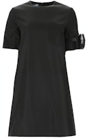 (Women) PRADA Black Logo Shoulder Bag Short Sleeve Casual A-Line Dress 230620S2011WQ8-F0002 (Women) PRADA Black Logo Shoulder Bag Short Sleeve Casual A-Line Dress 230620S2011WQ8-F0002