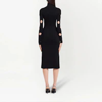 Shop (W) PRADA 黑色長袖中長洋裝 高領鏤空設計 23843S2111YRO-F0002