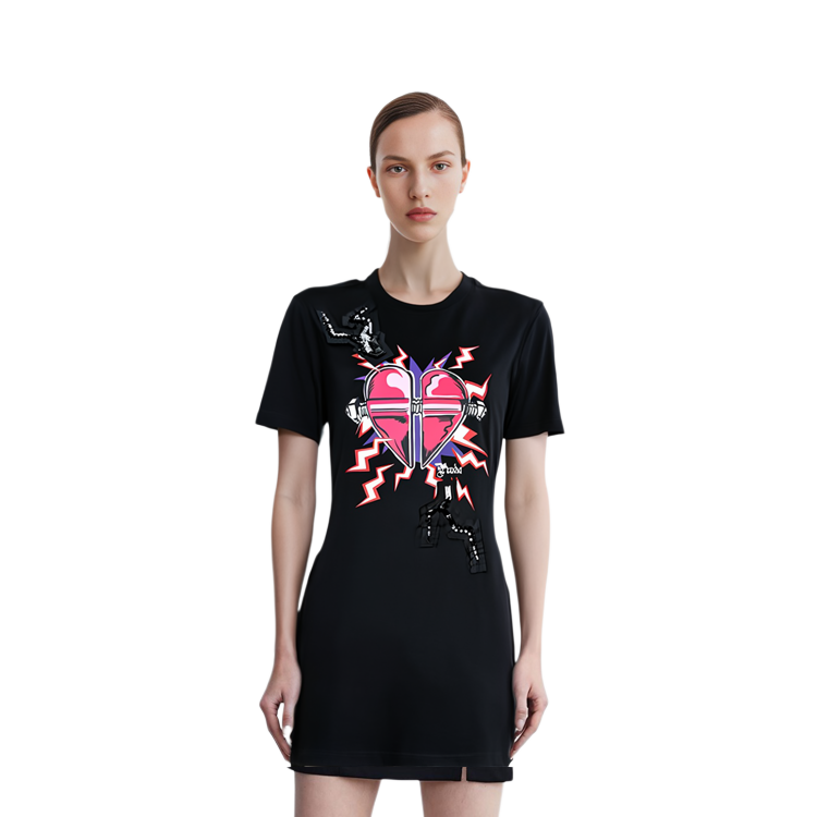 (Women) PRADA Black Red Heart Cotton Crewneck T-Shirt 35838R-1VAK-F0ZCW-S-162 圖 5