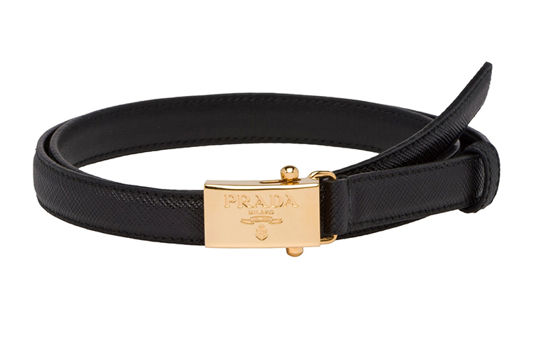 (Women) PRADA Black Saffiano Leather Belt 1.5cm Wide 1CC156-053-F0002