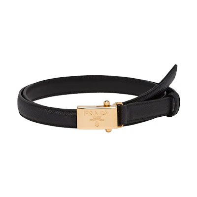 (Women) PRADA Black Saffiano Leather Belt 1.5cm Wide 1CC156-053-F0002
