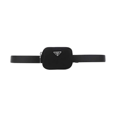 (Women) PRADA Black Saffiano Leather Belt with Pouch 2.5cm Wide 1CM237-053-F0632