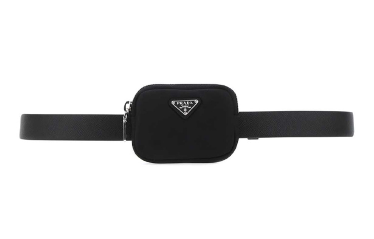 Order (Women) PRADA Black Saffiano Leather Belt with Pouch 2.5cm Wide 1CM237-053-F0632