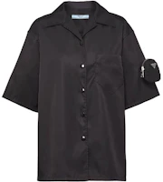 (Women) PRADA Black Short-Sleeve Sun Protection Shirt with Logo Pocket. 240683-1WQ8-F0002-S-201 (Women) PRADA Black Short-Sleeve Sun Protection Shirt with Logo Pocket. 240683-1WQ8-F0002-S-201