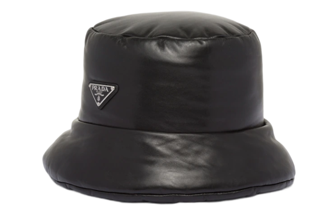 Order (W) Sombrero de Cubo PRADA Negro de Piel Suave con Logo Triángulo para Mujer 1HC248-2DYI-F0002