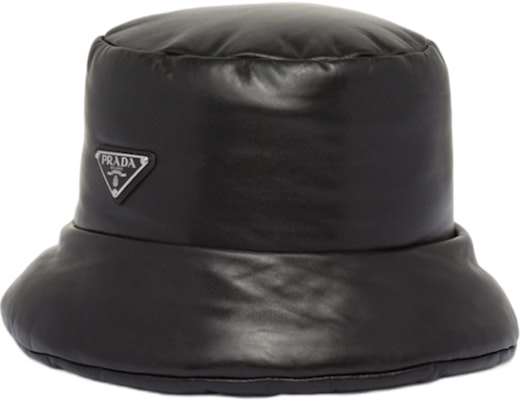 (W) Sombrero de Cubo PRADA Negro de Piel Suave con Logo Triángulo para Mujer 1HC248-2DYI-F0002 Order (W) Sombrero de Cubo PRADA Negro de Piel Suave con Logo Triángulo para Mujer 1HC248-2DYI-F0002