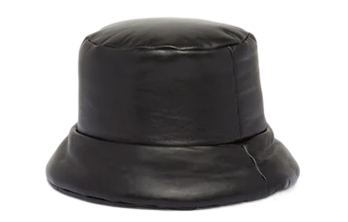 Lookbook (W) Sombrero de Cubo PRADA Negro de Piel Suave con Logo Triángulo para Mujer 1HC248-2DYI-F0002