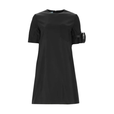 (Women) PRADA Black Solid Color A-Line Short Sleeve Dress 230620-1WQ8-F0002