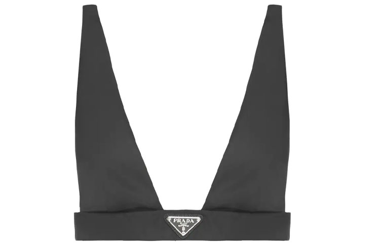 (Women) PRADA Black V-Neck Triangle Logo Camisole 240706-1WQ8-F0002-S-212