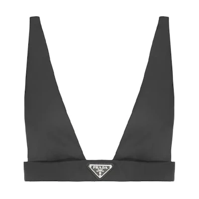 (Women) PRADA Black V-Neck Triangle Logo Camisole 240706-1WQ8-F0002-S-212