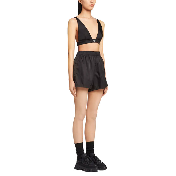 Purchase (Women) PRADA Black V-Neck Triangle Logo Camisole 240706-1WQ8-F0002-S-212