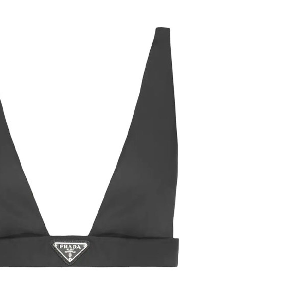 Sizing (Women) PRADA Black V-Neck Triangle Logo Camisole 240706-1WQ8-F0002-S-212