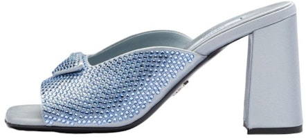 (Women) Prada Block Heel Square Toe Fashion Slide 'Blue Crystal' 1XX642_2AWL_F0076_F_085 (Women) Prada Block Heel Square Toe Fashion Slide 'Blue Crystal' 1XX642_2AWL_F0076_F_085