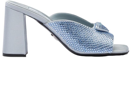 (Women) Prada Block Heel Square Toe Fashion Slide 'Blue Crystal' 1XX642_2AWL_F0076_F_085 Order (Women) Prada Block Heel Square Toe Fashion Slide 'Blue Crystal' 1XX642_2AWL_F0076_F_085