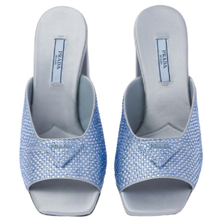 Shop (W) Prada Talons Carrés Mode Mules ''Cristal Bleu'' 1XX642_2AWL_F0076_F_085