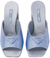 Shop PRADA 水鑽 粗跟 方頭 時尚涼拖 8.5公分 女款 藍色