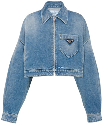 (Women) PRADA Blue Loose Fit Logo Zip-Up Cropped Jacket. GFB279-1ZAB-F0008-S-212 Buy (Women) PRADA Blue Loose Fit Logo Zip-Up Cropped Jacket. GFB279-1ZAB-F0008-S-212