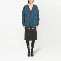 Lookbook (Women) PRADA Blue Patterned Jacquard Wool Knit Sweater Pullover. P25I31S2121ZGB-F0013