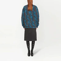 Shop (Women) PRADA Blue Patterned Jacquard Wool Knit Sweater Pullover. P25I31S2121ZGB-F0013