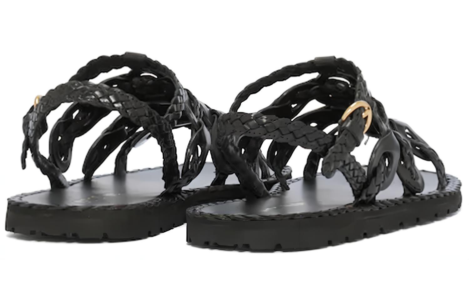 Shop (W) Prada Gevlochten Leren Sandalen ''Zwart'' 1X186M_027_F0002_F_A015