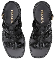 Purchase PRADA 普拉達 小牛皮編織 女款 涼鞋 黑色
