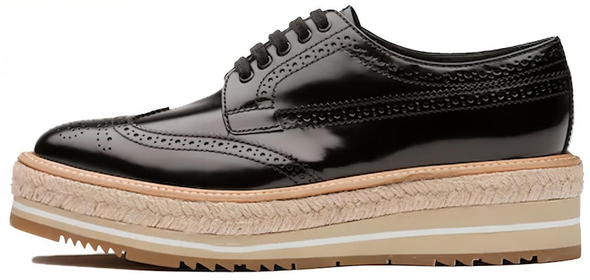 (W) Kasut Kulit Berus Microsole Trim Brogue Prada 'Hitam' 1E722E_055_F0002_F_D030 Buy (W) Kasut Kulit Berus Microsole Trim Brogue Prada 'Hitam' 1E722E_055_F0002_F_D030