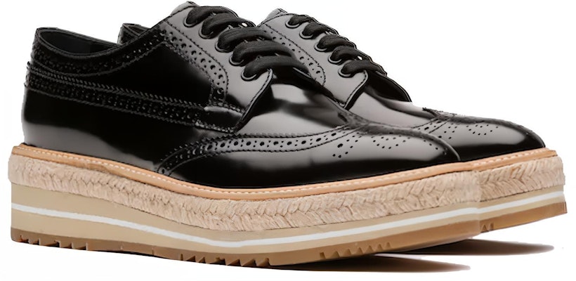 (W) Kasut Kulit Berus Microsole Trim Brogue Prada 'Hitam' 1E722E_055_F0002_F_D030 Order (W) Kasut Kulit Berus Microsole Trim Brogue Prada 'Hitam' 1E722E_055_F0002_F_D030