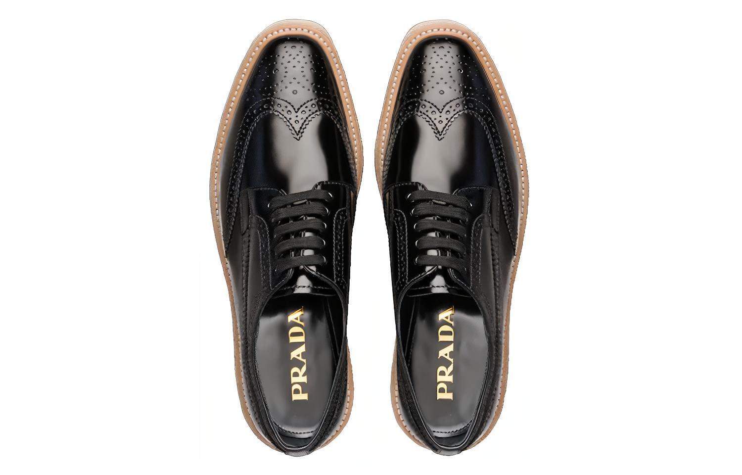 Lookbook (W) プラダ ブラッシュドレザー ブローグシューズ (黒) 1E722E_055_F0002_F_D030