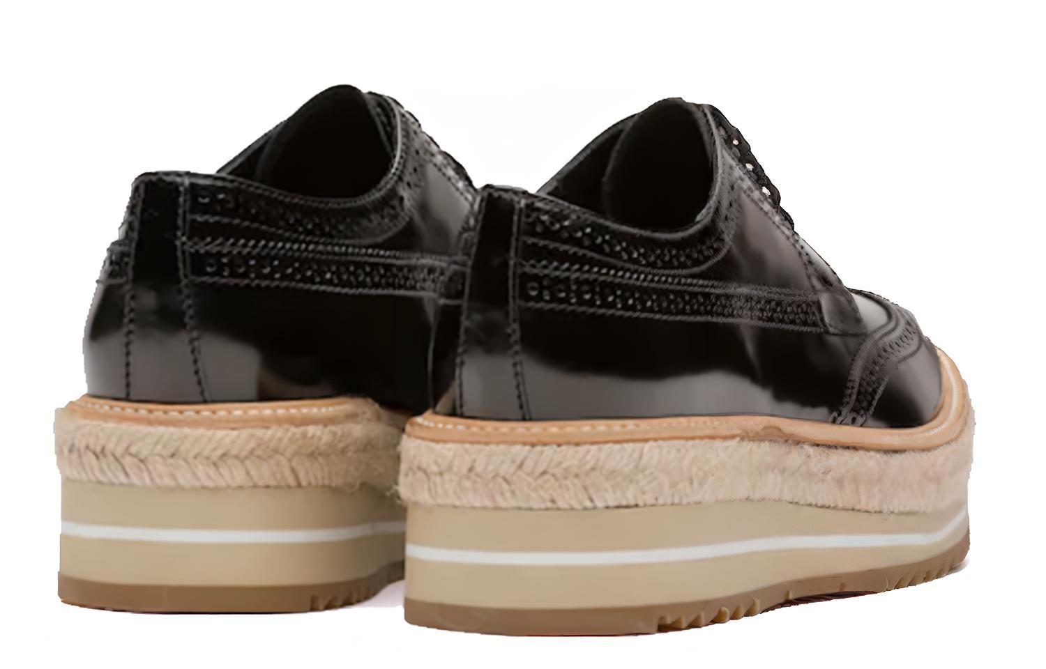 Shop (W) プラダ ブラッシュドレザー ブローグシューズ (黒) 1E722E_055_F0002_F_D030