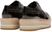 Shop (W) Kasut Kulit Berus Microsole Trim Brogue Prada 'Hitam' 1E722E_055_F0002_F_D030