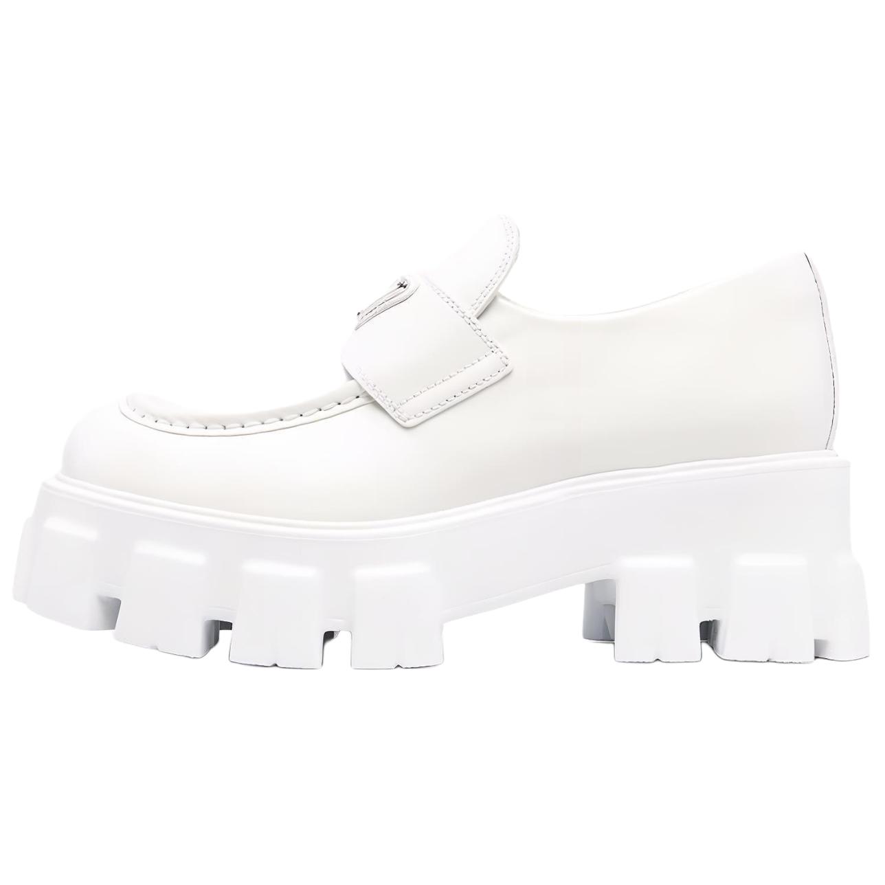 (Women) Prada Brushed Leather Monolith Loafers 'White' 1D649M_B4L_F0009_F_B055