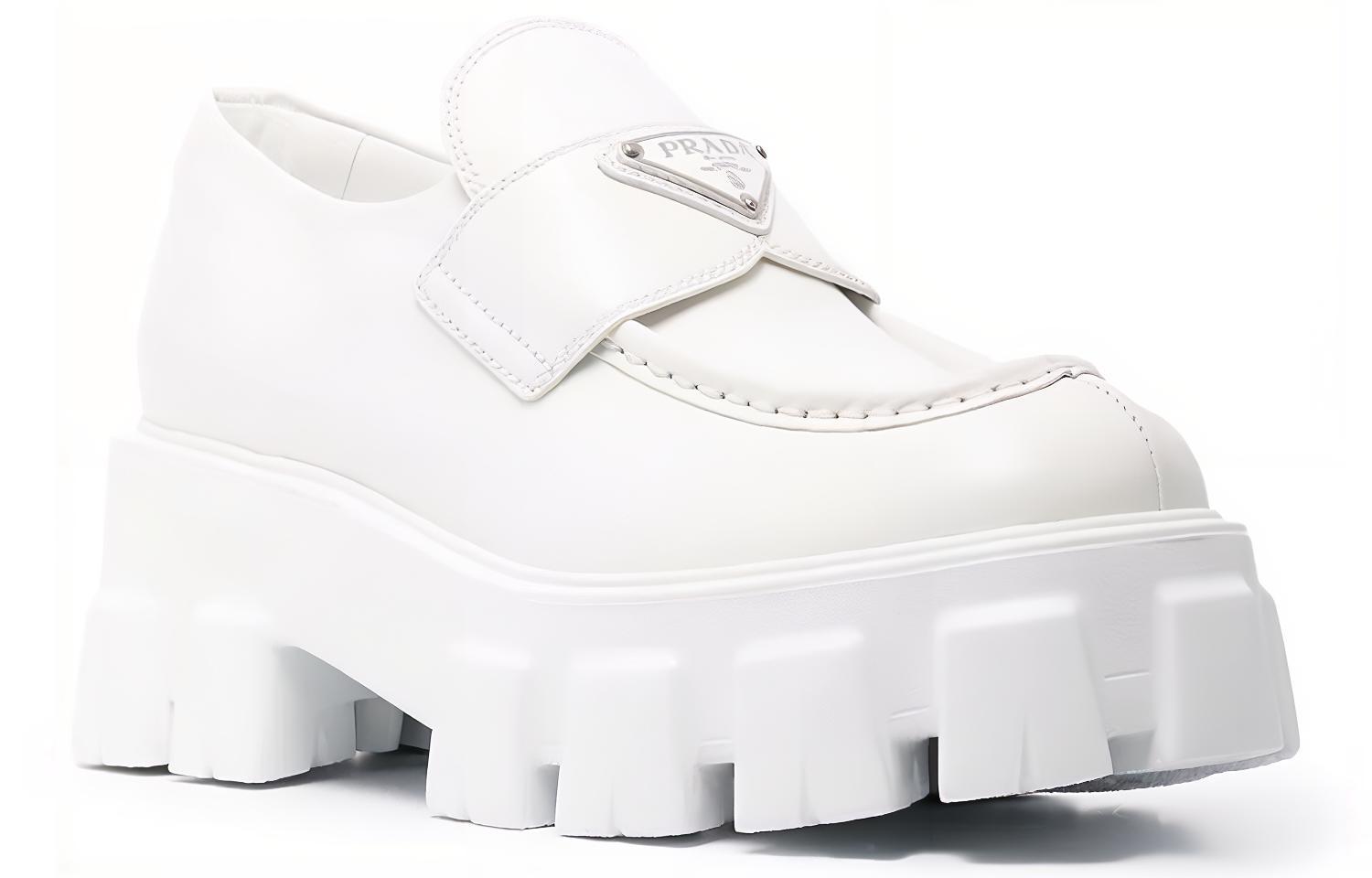 Lookbook (W) Mocasines Prada Monolith de Cuero Cepillado 'Blanco' 1D649M_B4L_F0009_F_B055