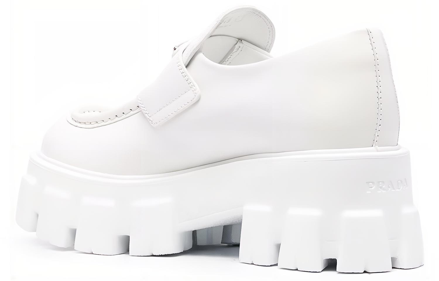 Shop (W) Mocasines Prada Monolith de Cuero Cepillado 'Blanco' 1D649M_B4L_F0009_F_B055