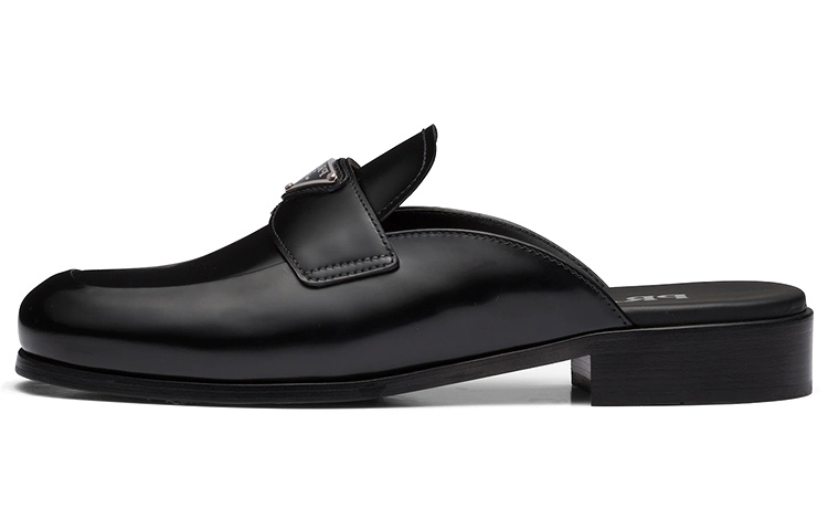 (W) Prada Brushed Leather Mules 'Black'