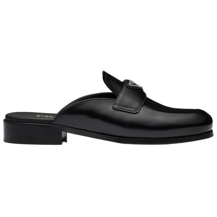 (W) Prada Brushed Leather Mules 'Black' 圖 2