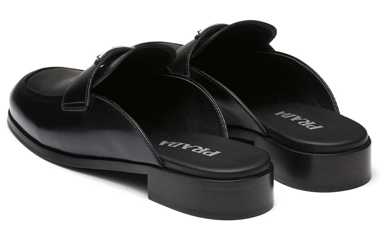 (W) Prada Brushed Leather Mules 'Black' 圖 5
